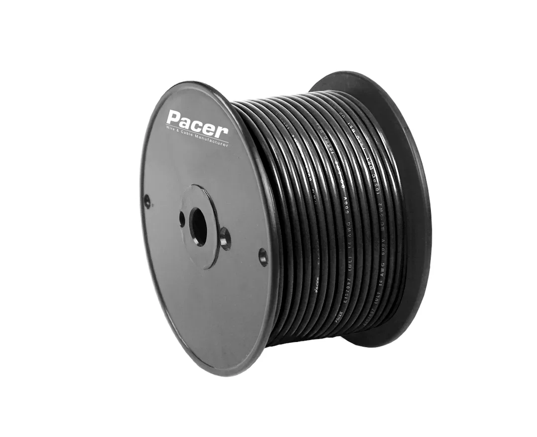WUL18BK-100 – PACER Primary Wire, Stranded Conductor 18 Gauge 600 Volts Black 100 Foot Roll Tinned Copper Conductor/ ...